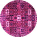 Round Machine Washable Persian Pink Traditional Rug, wshtr4131pnk