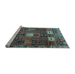 Sideview of Machine Washable Persian Light Blue Traditional Rug, wshtr4131lblu