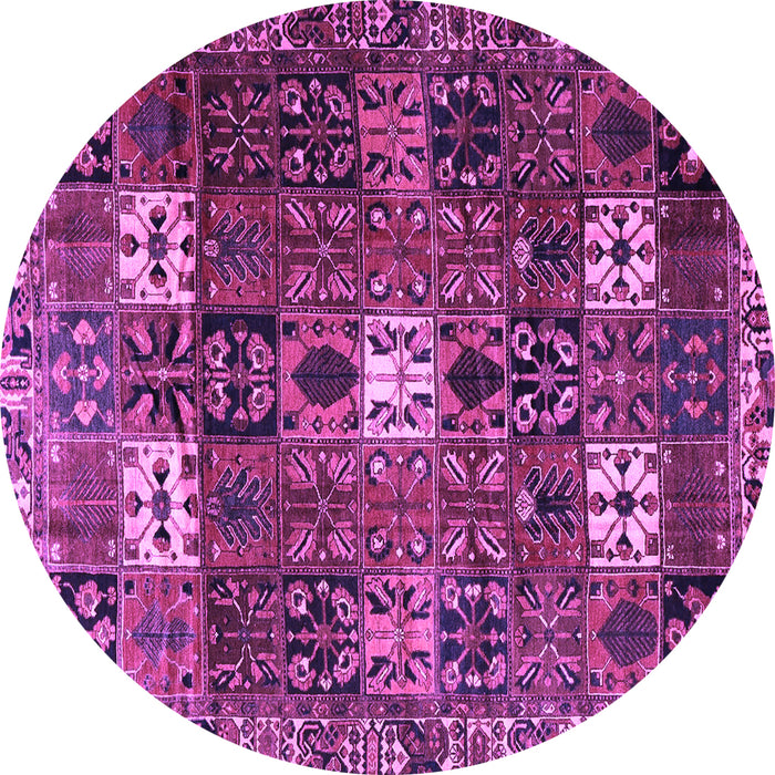 Round Machine Washable Persian Purple Traditional Area Rugs, wshtr4131pur