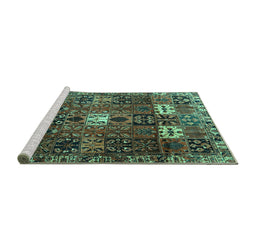 Sideview of Machine Washable Persian Turquoise Traditional Area Rugs, wshtr4131turq