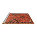 Sideview of Machine Washable Traditional Orange Rug, wshtr4132