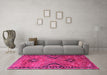 Machine Washable Persian Pink Traditional Rug in a Living Room, wshtr4132pnk