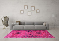 Machine Washable Persian Pink Traditional Rug, wshtr4132pnk