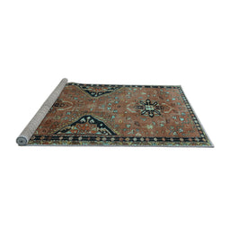 Sideview of Machine Washable Persian Light Blue Traditional Rug, wshtr4132lblu