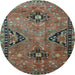 Round Machine Washable Persian Light Blue Traditional Rug, wshtr4132lblu