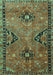 Machine Washable Persian Turquoise Traditional Area Rugs, wshtr4132turq