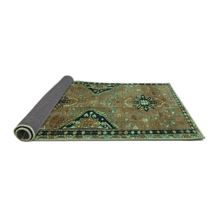 Sideview of Persian Turquoise Traditional Rug, tr4132turq