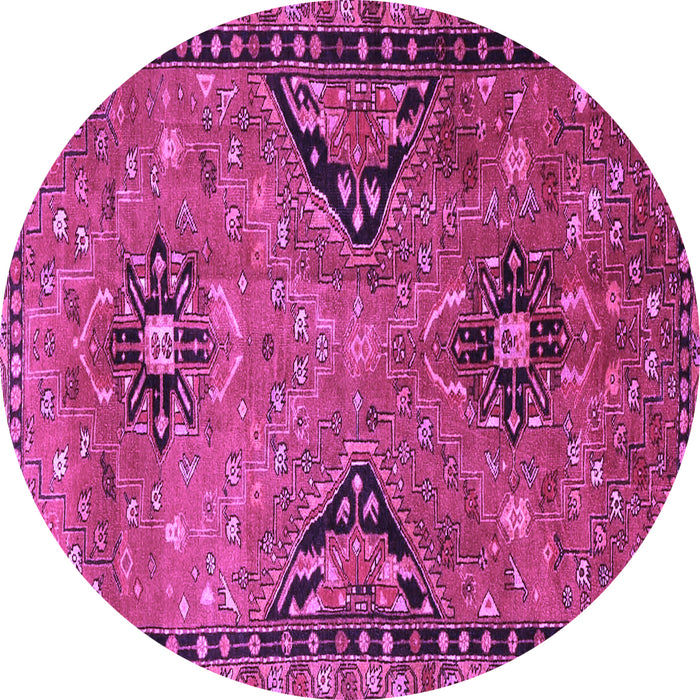 Round Machine Washable Persian Purple Traditional Area Rugs, wshtr4132pur