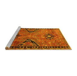Sideview of Machine Washable Persian Yellow Traditional Rug, wshtr4132yw