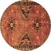 Round Persian Brown Traditional Rug, tr4132brn