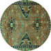 Round Machine Washable Persian Turquoise Traditional Area Rugs, wshtr4132turq