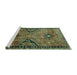 Sideview of Machine Washable Persian Turquoise Traditional Area Rugs, wshtr4132turq