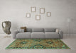 Machine Washable Persian Turquoise Traditional Area Rugs in a Living Room,, wshtr4132turq