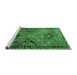 Sideview of Machine Washable Persian Emerald Green Traditional Area Rugs, wshtr4132emgrn