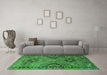 Machine Washable Persian Emerald Green Traditional Area Rugs in a Living Room,, wshtr4132emgrn