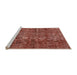 Sideview of Machine Washable Traditional Sunrise Orange Rug, wshtr4133