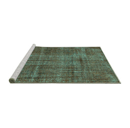 Sideview of Machine Washable Persian Turquoise Traditional Area Rugs, wshtr4133turq