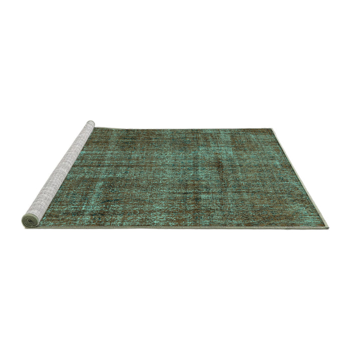 Sideview of Machine Washable Persian Turquoise Traditional Area Rugs, wshtr4133turq