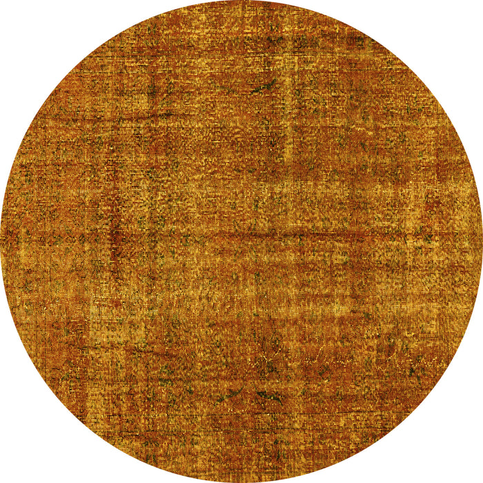 Round Persian Yellow Traditional Rug, tr4133yw