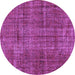 Round Persian Purple Traditional Rug, tr4133pur