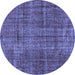 Round Persian Blue Traditional Rug, tr4133blu