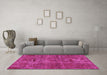 Machine Washable Persian Pink Traditional Rug in a Living Room, wshtr4133pnk