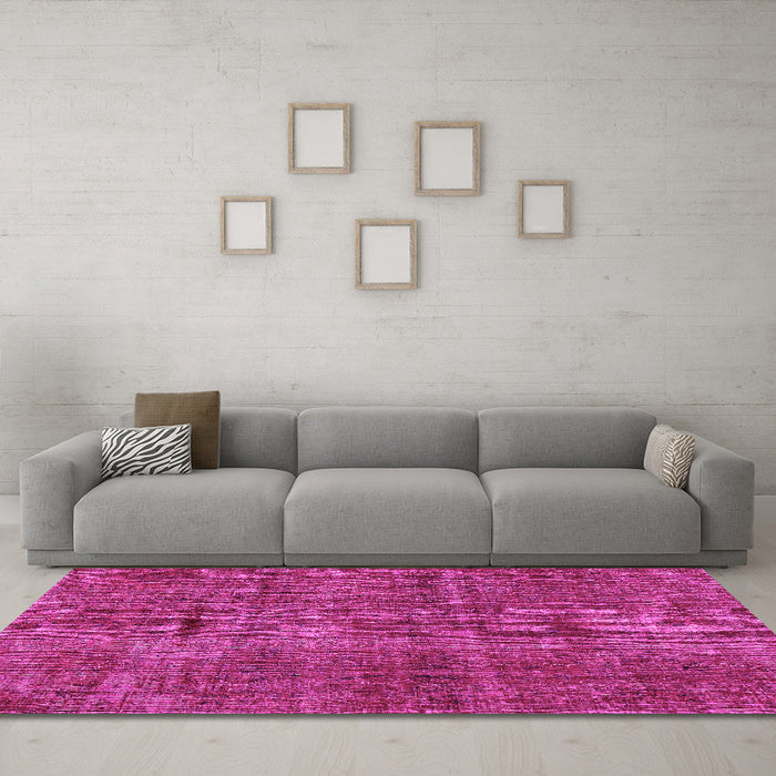 Machine Washable Persian Pink Traditional Rug in a Living Room, wshtr4133pnk