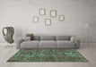 Machine Washable Persian Turquoise Traditional Area Rugs in a Living Room,, wshtr4133turq