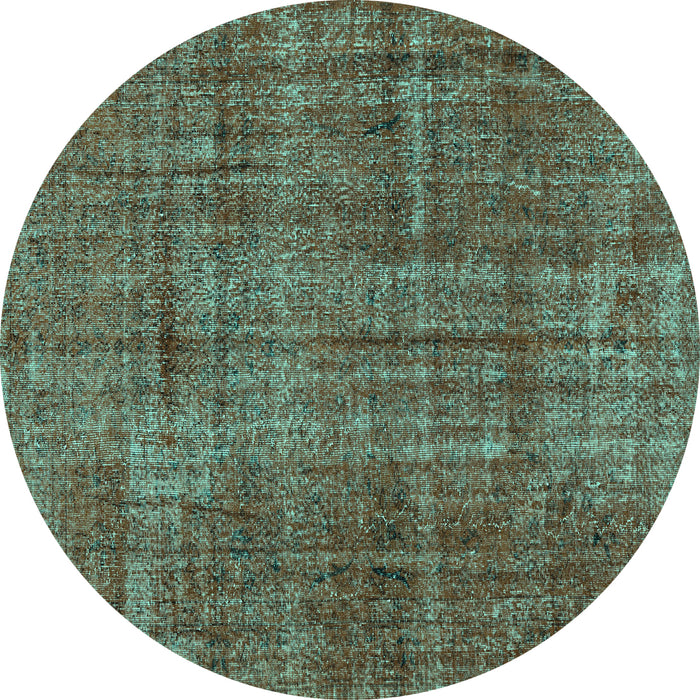 Round Machine Washable Persian Turquoise Traditional Area Rugs, wshtr4133turq