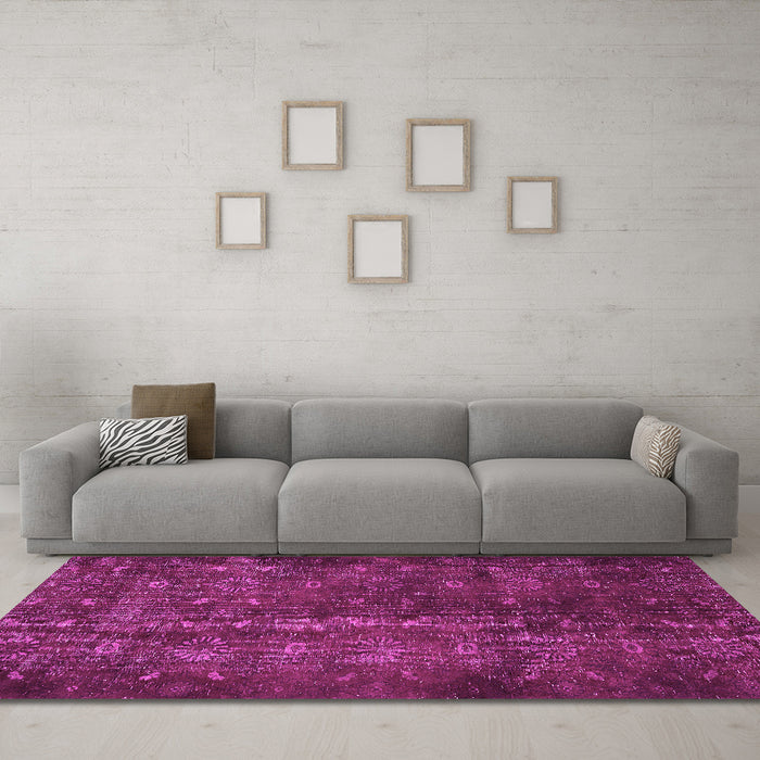 Machine Washable Persian Pink Traditional Rug in a Living Room, wshtr4134pnk