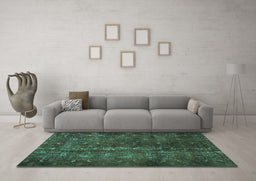 Machine Washable Persian Turquoise Traditional Area Rugs in a Living Room,, wshtr4134turq