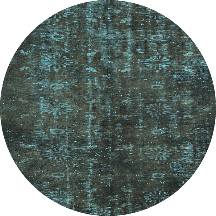 Round Machine Washable Persian Light Blue Traditional Rug, wshtr4134lblu