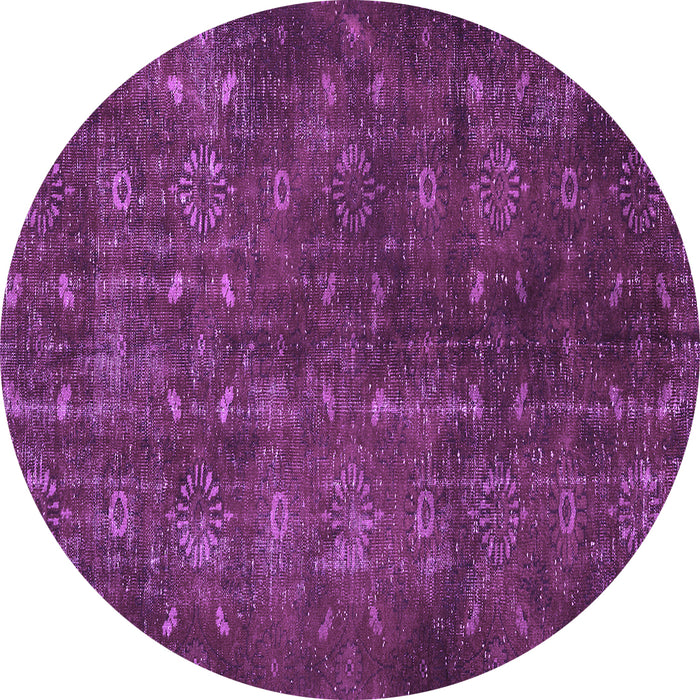 Round Machine Washable Persian Purple Traditional Area Rugs, wshtr4134pur