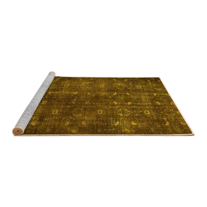 Sideview of Machine Washable Persian Yellow Traditional Rug, wshtr4134yw