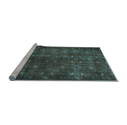 Sideview of Machine Washable Persian Light Blue Traditional Rug, wshtr4134lblu