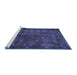 Sideview of Machine Washable Persian Blue Traditional Rug, wshtr4134blu