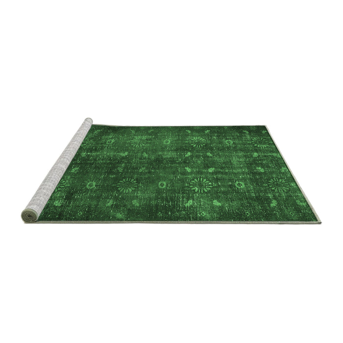 Sideview of Machine Washable Persian Emerald Green Traditional Area Rugs, wshtr4134emgrn