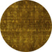 Round Machine Washable Persian Yellow Traditional Rug, wshtr4134yw