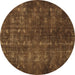 Round Persian Brown Traditional Rug, tr4134brn