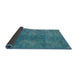 Sideview of Traditional Dark Cyan Green Persian Rug, tr4135