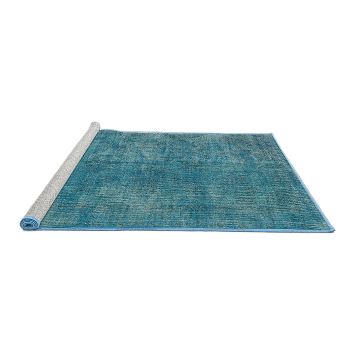 Sideview of Machine Washable Traditional Dark Cyan Green Rug, wshtr4135