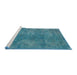 Sideview of Machine Washable Traditional Dark Cyan Green Rug, wshtr4135