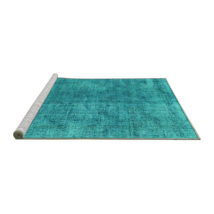Sideview of Machine Washable Persian Turquoise Traditional Area Rugs, wshtr4135turq