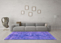 Machine Washable Persian Purple Traditional Area Rugs in a Living Room, wshtr4135pur