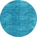 Round Persian Light Blue Traditional Rug, tr4135lblu