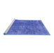 Sideview of Machine Washable Persian Blue Traditional Rug, wshtr4135blu