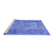 Sideview of Machine Washable Persian Blue Traditional Rug, wshtr4136blu