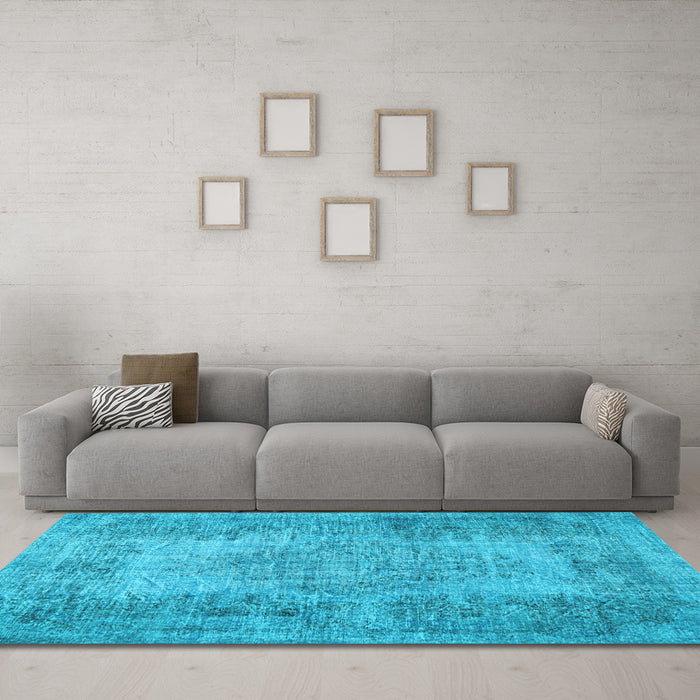 Machine Washable Persian Light Blue Traditional Rug in a Living Room, wshtr4136lblu