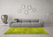 Machine Washable Persian Yellow Traditional Rug in a Living Room, wshtr4136yw