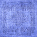 Square Machine Washable Persian Blue Traditional Rug, wshtr4136blu